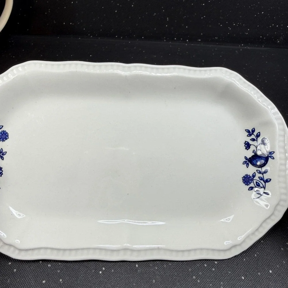 Kensington Staffordshire Ironstone Blue Onion Butter Dish Handcrafted England